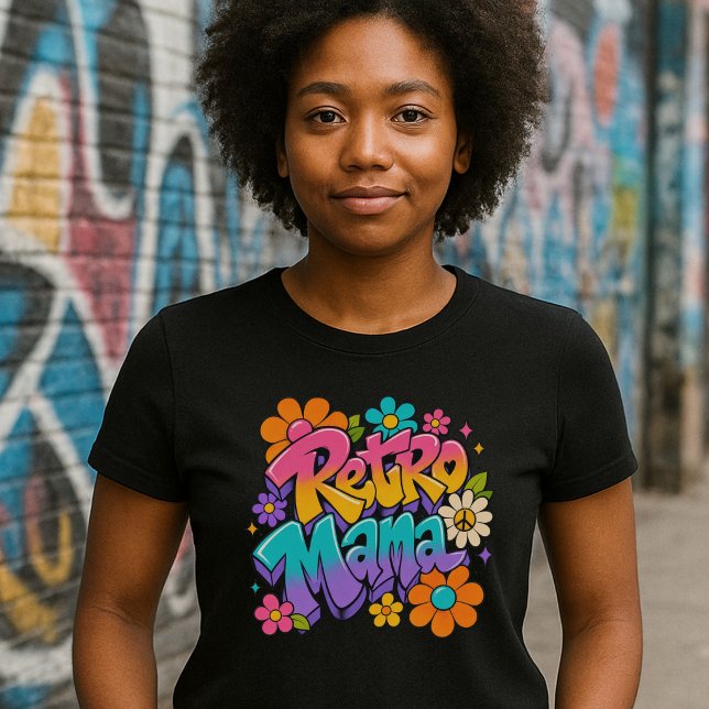 Retro blommig Mamma T Shirt (Skapare uppladdad)