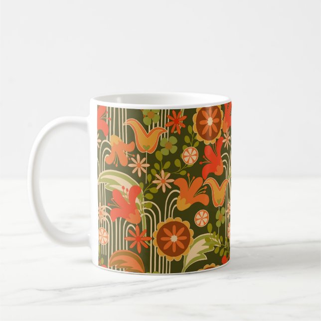 Retro blommig - mugg (Vänster)