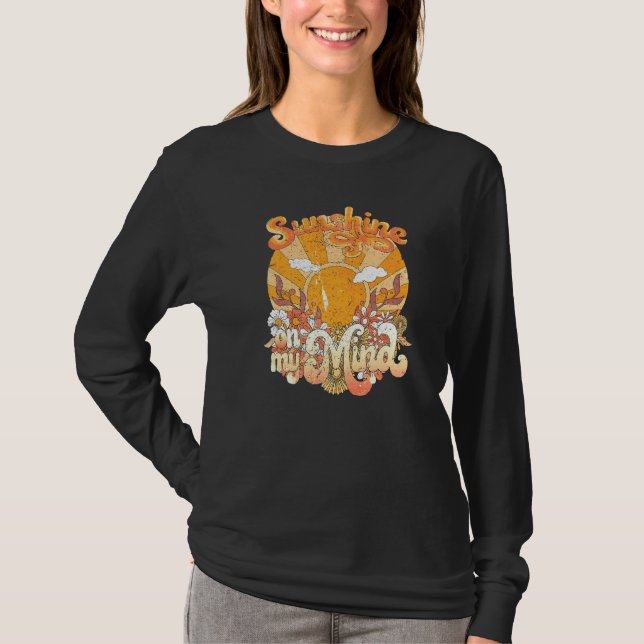 Retro Blommig Regnbåge Solsken På Min Sinnesfrid H T Shirt (Framsida)