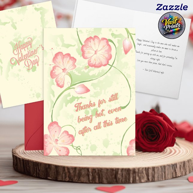 Retro Blommig Rolig Make Alla Hjärtans Dag Kort (Retro Floral Funny Husband Valentine's Day Card)