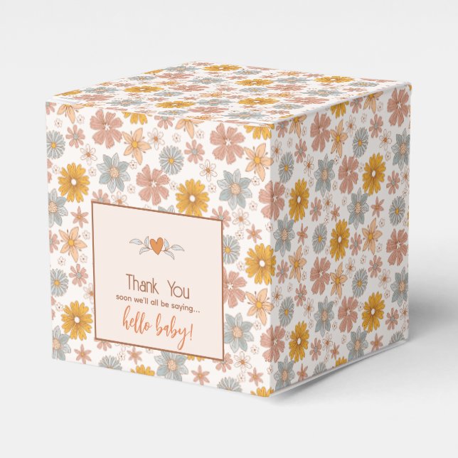 Retro Blommig Söt Bebis Baby Shower Tacksamhetspre Presentaskar (Framsidan Sidan)