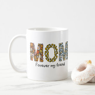 Retro Blommig Vänskap med Mammaskylt Design Kaffemugg