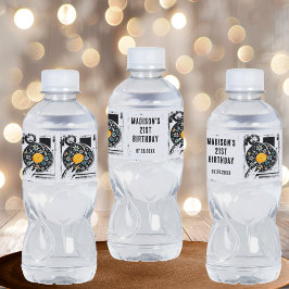 Retro blommig vinylskiva anpassad  vattenflaskor etikett