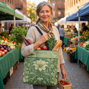 Retro blommiga pensionsgåvor till mamma Grön Tygkasse