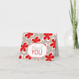 Retro blommiga röda & khaki anpassade tackkort