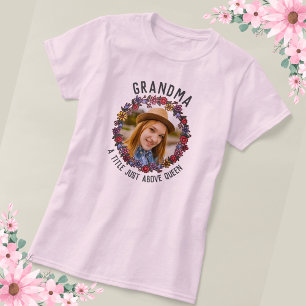Retro Blommigt 1 Foto Grandma Quote T Shirt