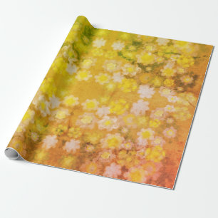 Retro Blommigt Abstrakt Salty Watercolor Mönster Presentpapper
