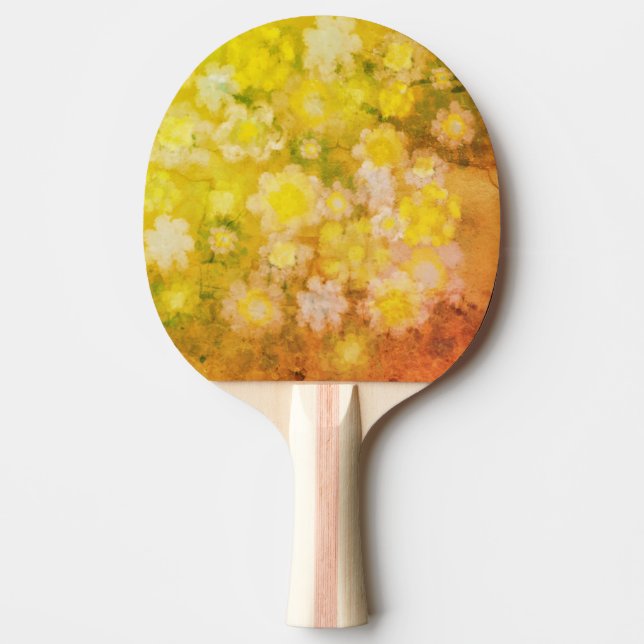 Retro Blommigt Abstrakt Salty Watercolor Painting Pingisracket (Framsidan)