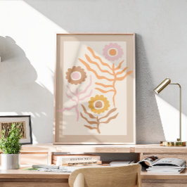 Retro blommigt art II Poster