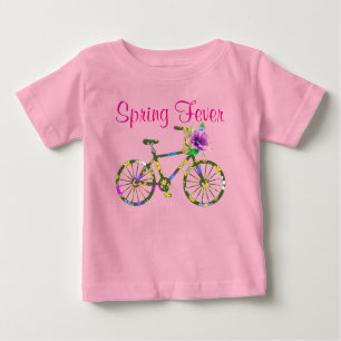 Retro Blommigt Bicycle Vår Fever Tee Shirt