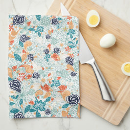 Retro Blommigt blomma Sömlös Mönster Kökshandduk