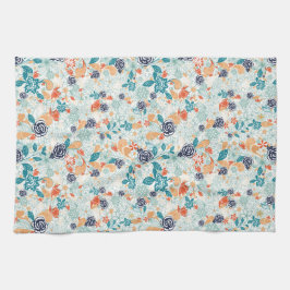 Retro Blommigt blomma Sömlös Mönster Kökshandduk