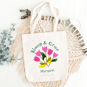Retro Blommigt Bloom & Grow Cute Personlig Vår Tygkasse