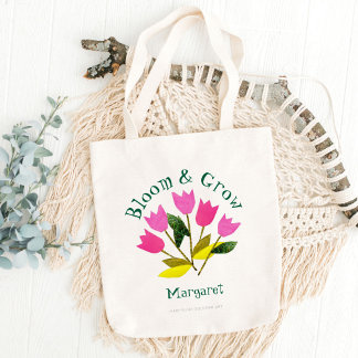 Retro Blommigt Bloom & Grow Cute Personlig Vår Tygkasse