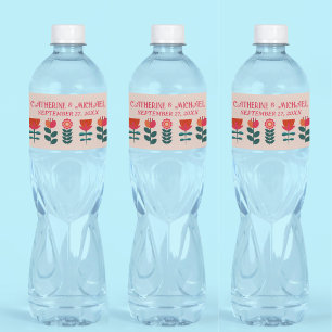 Retro Blommigt Boho Bright och fet Bröllop Vattenflaskor Etikett