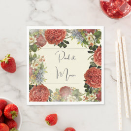 Retro Blommigt BOHO-bröllopsinbjudan Pappersservett