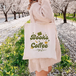 Retro Blommigt Bokar och Kaffe Bok Älskare Tygkasse