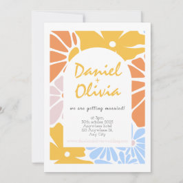 Retro Blommigt Bröllop Inbjudningar