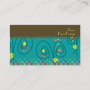 Retro blommigt-bukett med polka dots BusinessCard Visitkort