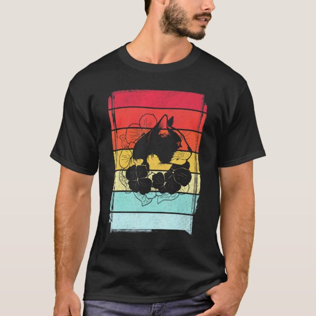 Retro Blommigt Cat Tee Pappa Cat Mamma Cat Far D (Framsida)