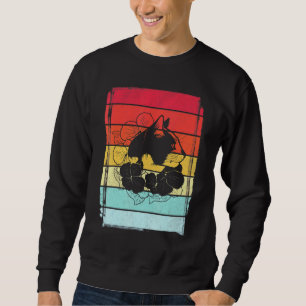Retro Blommigt Cat Tee Pappa Cat Mamma Cat Far D Lång Ärmad Tröja