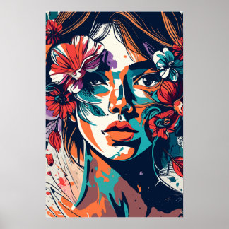 RETRO BLOMMIGT DREAMY GIRL POWER POSTER