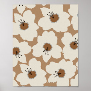 Retro Blommigt Earth Tones Poster