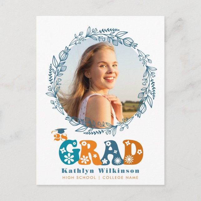 Retro Blommigt Elegant Skriptutandning Foder till  Meddelande Vykort (Framsida)