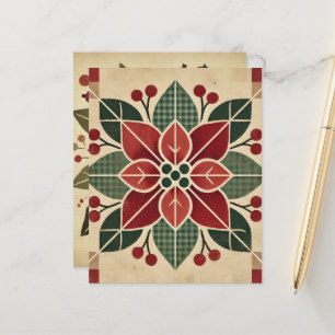 Retro Blommigt Folk Art Poinsettia Scrapbook Pappe