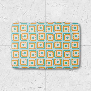 Retro Blommigt Geometric Mönster Aqua Orange Teal Badrumsmatta