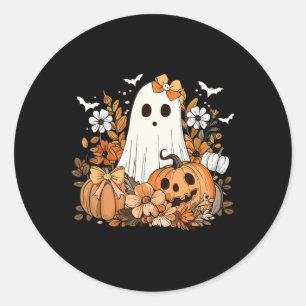 Retro Blommigt Ghost Cute Pumpkin Autumn Halloween Runt Klistermärke