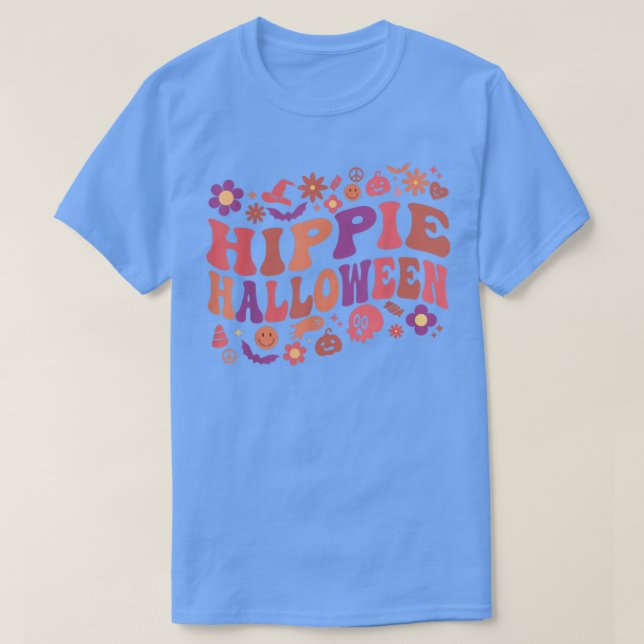 Retro Blommigt Ghost Groovy Hippie Halloween 60:s  T Shirt (Design framsida)