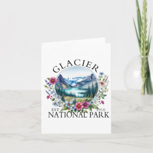 Retro Blommigt Glacier nationalpark Hiking Camping Kort