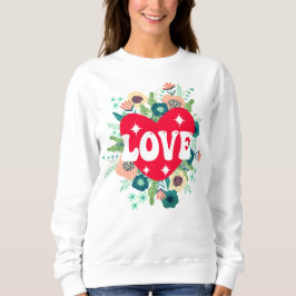 Retro Blommigt Heart Kärlek Red Valentine Day T Shirt
