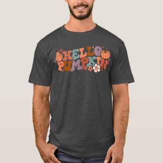 Retro Blommigt Hej Pumpkin Fall Harvest Pumpkin Se T Shirt