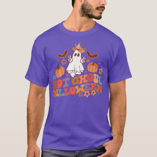 Retro Blommigt Hett Ghoul Halloween Ghost Pumpkin  T Shirt