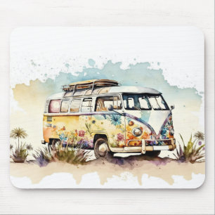 Retro Blommigt Hippie Buss Musmatta