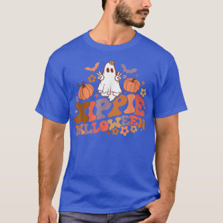 Retro Blommigt Hippie Halloween Ghost Pumpkin Spoo T Shirt