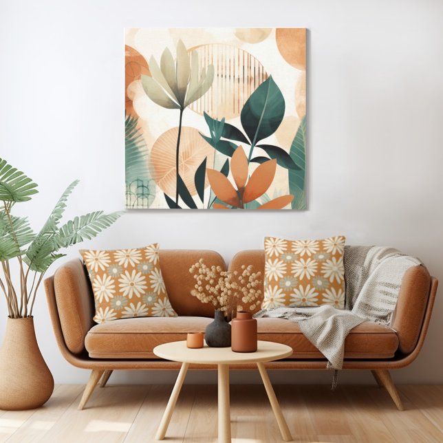 Retro Blommigt i mitten av århundradet - modern Canvastryck (Mix n' match in retro mid century modern style with a retro floral canvas print from Wild on Flowers)