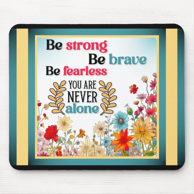 Retro Blommigt Inspirational Mousepad Musmatta (Framsidan)