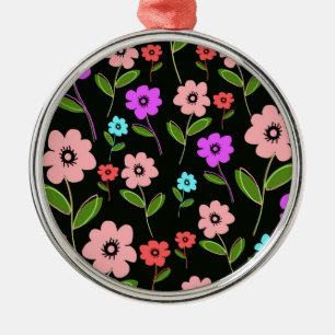Retro blommigt julgransprydnad metall