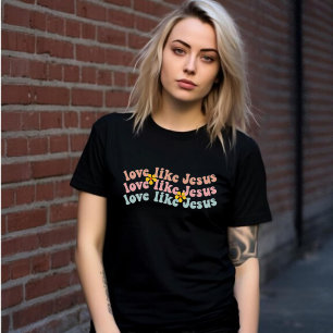 Retro Blommigt Kärlek som Jesus T Shirt
