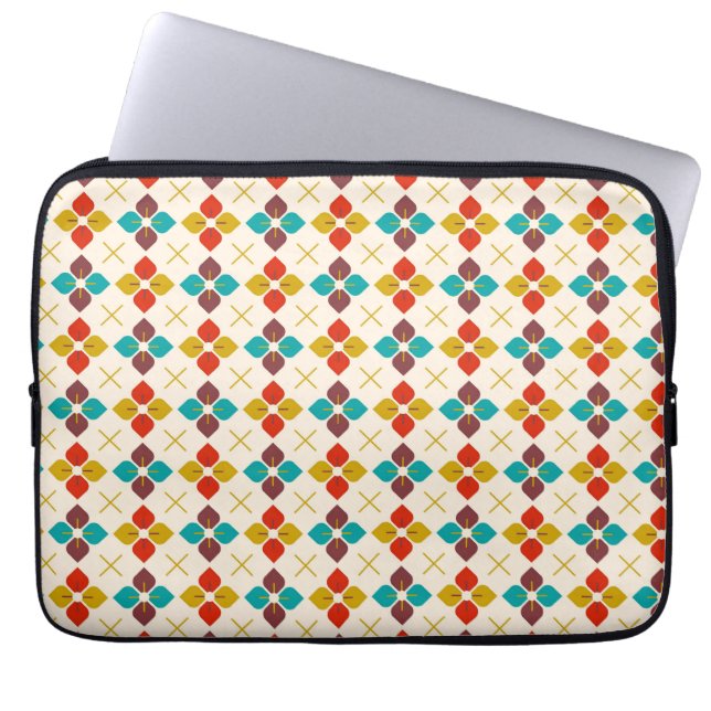 Retro-Blommigt Laptop Fodral (Framsidan)