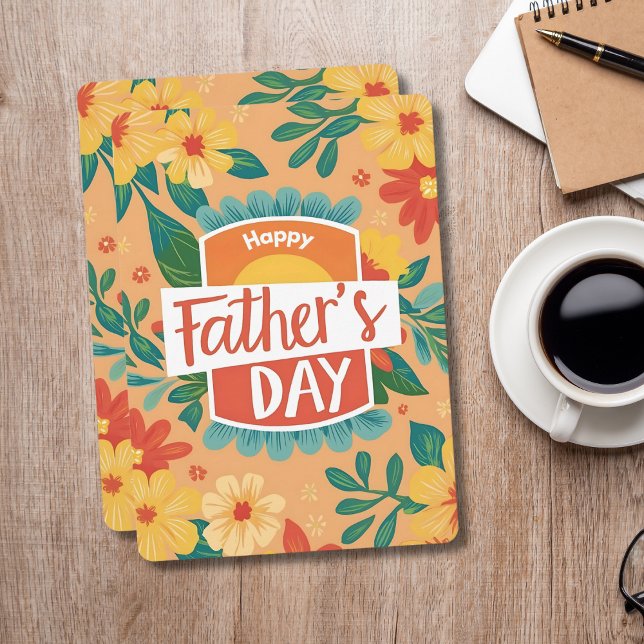 Retro Blommigt Lycklig Fars dag-kort Julkort (Retro Floral Happy Father's Day Card)