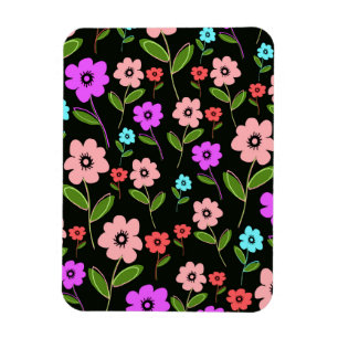 Retro blommigt magnet