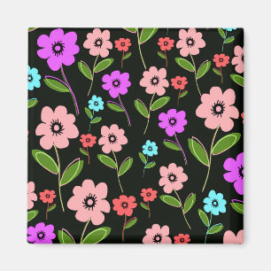 Retro blommigt magnet