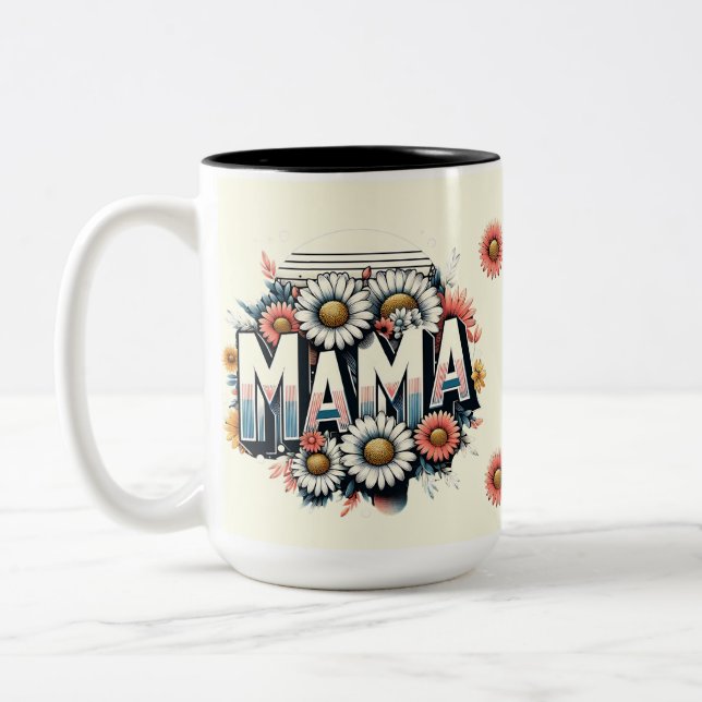 Retro Blommigt Mamma Mugg (Vänster)
