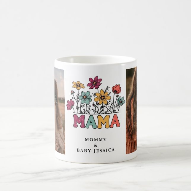 Retro Blommigt "Mamma" Photo Mugg (Center)