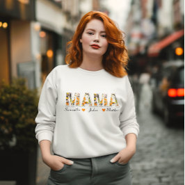 Retro Blommigt MAMMA Sweatshirt with Kids' Namn T Shirt