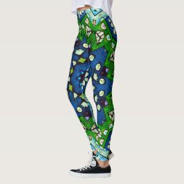 Retro Blommigt Mandala Mosaic Boho Leggings